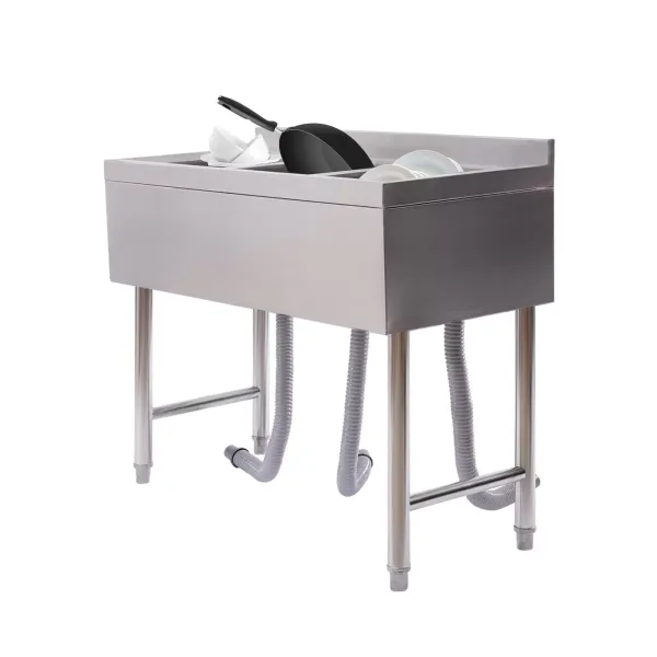 VPABES 3 Compartment Sink of Stainless Steel NSF Commercial Utility Basin with 10" L x 14" W x 10" D Bowl