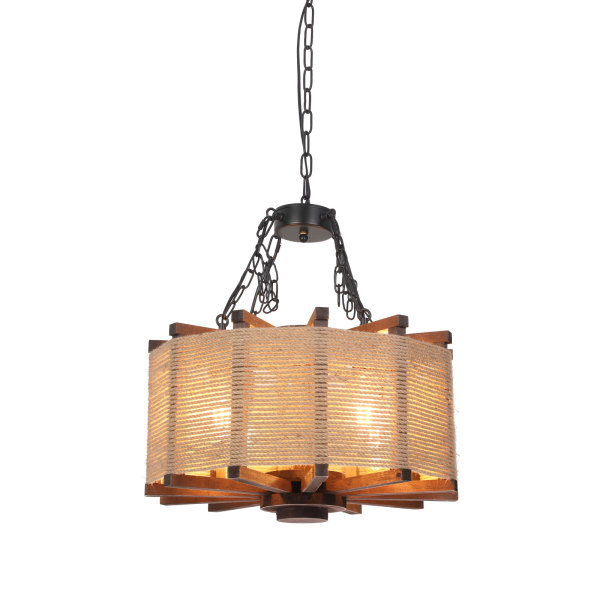 Wooden Rustic Pendant Light Fixture Retro Industrial Chandelier 4 Heads E26