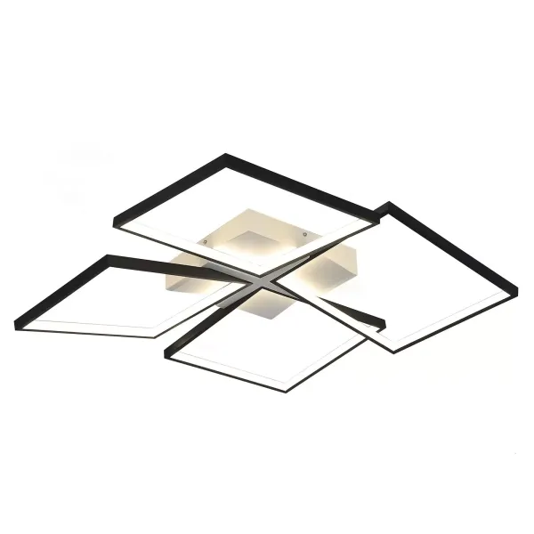 4-Squares Acrylic Black Flush Mount Ceiling Lights Fixtures Chandeliers for Bedroom