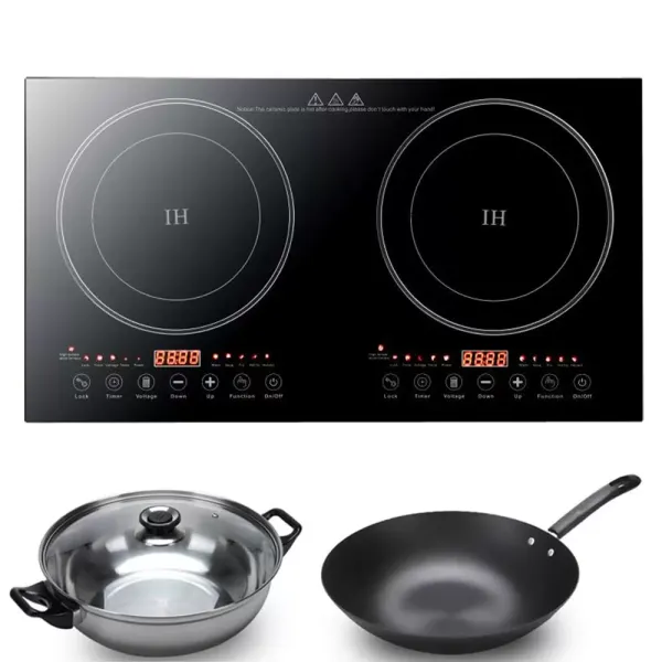 VPABES Professional Electric Induction Cooker - Portable 2200W 8 Levels Electric Dual Induction Cooker Cooktop